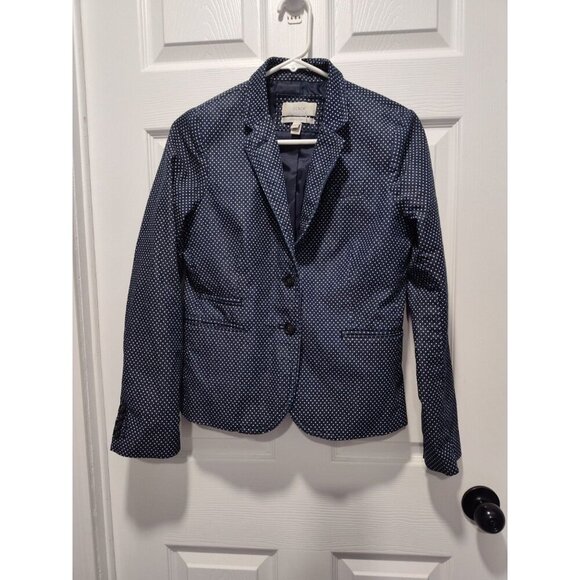 J. Crew Schoolboy Blazer Women's Size 4 Indigo Polka Dot Button-Down Notch Lined - Picture 12 of 12
